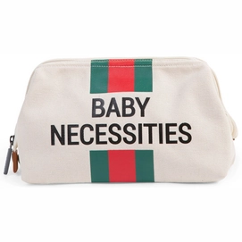 Toilettas Childhome Baby Necessities Canvas Ecru Strepen Groen Rood