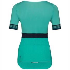 Fietsshirt Odlo Womens Stand-Up Collar S/S 1/2 Zip Ceramicool X Pool Green