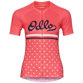 Fietsshirt Odlo Womens Stand-Up Collar S/S Full Zip Fujin Print Dubarry Retro
