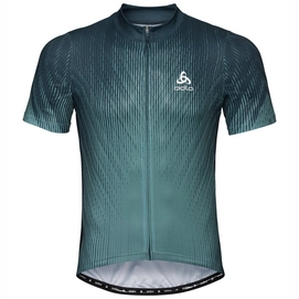 Fahrradshirt Odlo Stand-Up Collar S/S Full Zip Element Dark Slate Arctic Herren