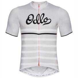 Cycling Jersey Odlo Men Stand-Up Collar S/S Full Zip Element White Melange Retro