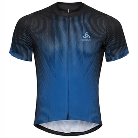 Fahrradshirt Odlo Stand-Up Collar S/S Full Zip Element Black Nebulas Blue Herren