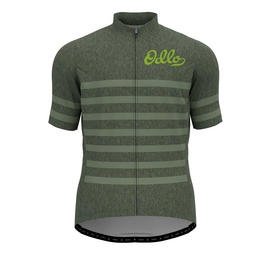 Fietsshirt Odlo Men Stand-Up Collar S/S Full Zip Element Climbing Ivy Graphic-XL