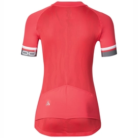 Fietsshirt Odlo Womens Stand-Up Collar S/S 1/2 Zip Breathe Bittersweet Pattern