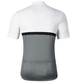 Fietsshirt Odlo Mens Stand-Up Collar S/S Full Zip Fujin White Steel Grey
