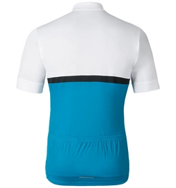 Fietsshirt Odlo Mens Stand-Up Collar S/S Full Zip Fujin White Blue Jewel