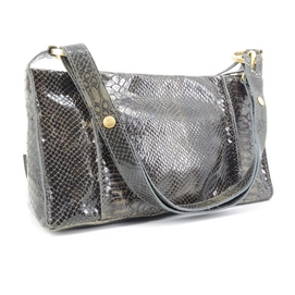 Crossbody Bag Fred De La Bretoniere Anaconda Printed Leather Dark Grey M