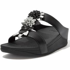 Sandales FitFlop Women Fino Floral Cluster Slides All Black