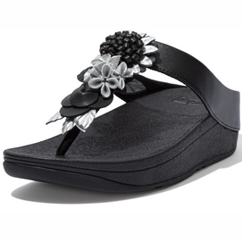 FitFlop Women Fino Floral Cluster Toe-Post Sandals All Black