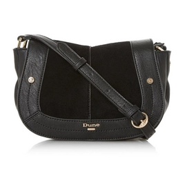 Handtas Dune Diego Saddle Cross Body Black Suede and Synthetic
