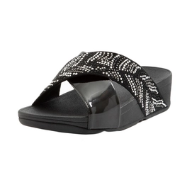 FitFlop Women Lulu Crystal Feather Slides All Black