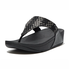 FitFlop Lulu Silky Weave Toe-Post Sandals Black Damen