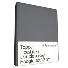 Topper Hoeslaken Romanette Antraciet (Double Jersey)-1-persoons (80/90/100 x 200/210/220 cm)
