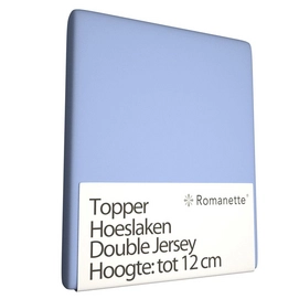 Drap-housse Surmatelas Romanette Bleu Clair (Double Jersey)-Lits Simples (80/90/100 x 200/210/220 cm)