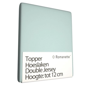 Topper Hoeslaken Romanette Misty Green (Double Jersey)-1-persoons (80/90/100 x 200/210/220 cm)