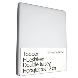Topper Hoeslaken Romanette Silver (Double Jersey)-1-persoons (80/90/100 x 200/210/220 cm)