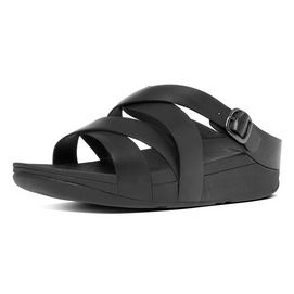 FitFlop The Skinny Criss-Cross Slide Leather All Black