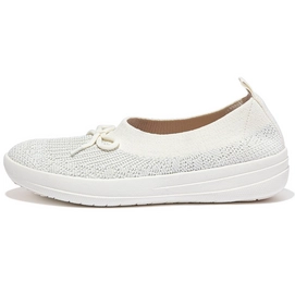 Shoes FitFlop Women Uberknit Slip On Ballerina With Bow Cream/Silver