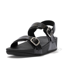 FitFlop Lulu Adj Sandal Patent Glitter All Black Damen-Schuhgröße 40