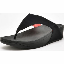 Flip Flops FitFlop Lulu Toe Post Water Resistant Black/Sunshine Coral Damen-Schuhgröße 36