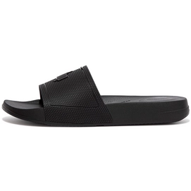 Flip Flops FitFlop Women iQushion Pool Slide Tonal Rubber All Black-Shoe size 36