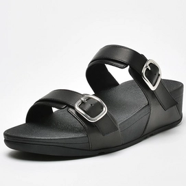 FitFlop Lulu Adjustable Slide Leather All Black Damen-Schuhgröße 39