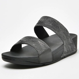 FitFlop Lulu Slide Geo Glitz All Black Damen-Schuhgröße 36