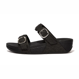 FitFlop Lulu Adjustable Slide Sparkle All Black Damen-Schuhgröße 38