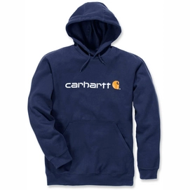 Pull Carhartt Men Signature Logo Hooded Sweatshirt New Navy-M