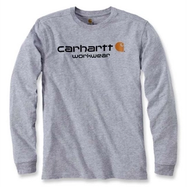 T-Shirt Carhartt Men Maddock Core Logo T-Shirt L/S Heather Grey-L