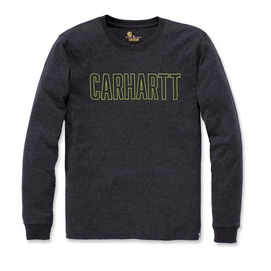 Shirt Carhartt Men Block Logo L/S Carbon Heather