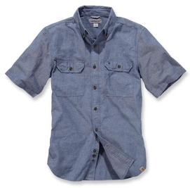 Blouse Carhartt Men S/S Fort Solid Shirt Denim Blue Chambray