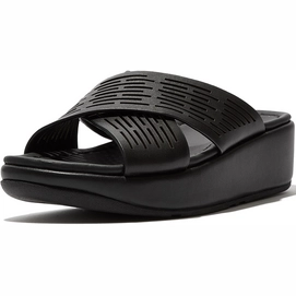 FitFlop Lulu Sleek Cross Slide Geo Laser All Black Damen-Schuhgröße 40