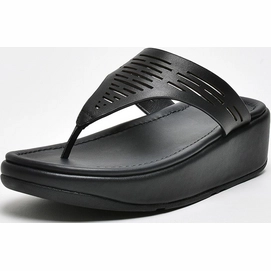 FitFlop Lulu Sleek Toe Post Geo Laser All Black Damen-Schuhgröße 36