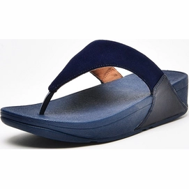 Tongs FitFlop Women Lulu Toe Post Leather/Suede Mix Midnight Navy
