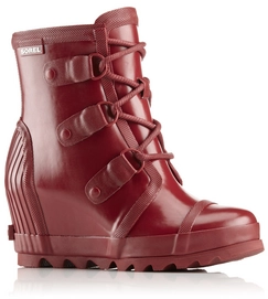 Sorel Women Joan Rain Wedge Gloss Red Dahlia Candy Apple