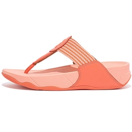 Flip Flops FitFlop Women Walkstar Wide Fit Multi-Tone Webbing Sunshine Coral-Shoe size 36