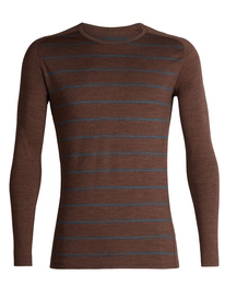 Ondershirt Icebreaker Mens 200 Oasis Deluxe Raglan LS Crewe Bronze Heather Alpine Stripe
