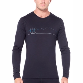 Ondershirt Icebreaker Mens 200 Oasis Deluxe Raglan LS Crewe Single Line Ski Black