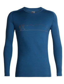 Ondershirt Icebreaker Mens 200 Oasis Deluxe Raglan LS Crewe Single Line Ski Prussian Blue