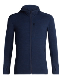 Fleecejacke Icebreaker Descender LS Zip Hood Dk Night Heather Chili Red Herren