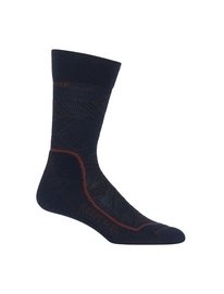 Sokken Icebreaker Mens Hike+ Light Crew Intersecting Arrows Midnight Navy Walnut Saddle