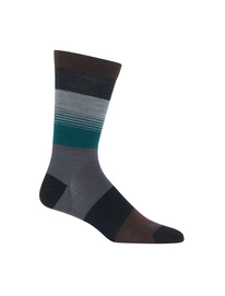 Sokken Icebreaker Mens Lifestyle Ultralight Crew Gradient Stripe Walnut Dk Pine Monsoon