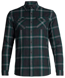 Shirt Icebreaker Mens Lodge LS Flannel Jet Heather Dk Pine Plaid