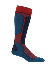 Chaussettes de Ski Icebreaker Mens Ski+ Light OTC Chili Red Prussian Blue Midnight Navy