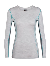 Ondershirt Icebreaker Womens 200 Oasis Deluxe LS Crewe Blizzard Heather Gritstone