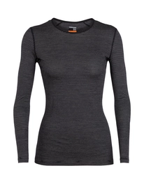 Ondershirt Icebreaker Womens 200 Oasis LS Crewe Black Snow Stripe