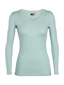 Funktionsunterhemd Icebreaker 200 Oasis LS V Dew Arctic Teal Stripe Damen