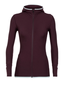 Fleecejacke Icebreaker Descender LS Zip Hood Velvet Dew Damen