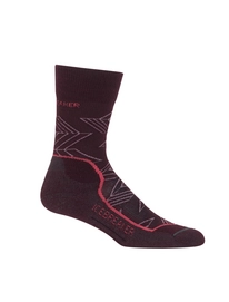 Sokken Icebreaker Womens Hike+ Light Crew Intersecting Arrows Velvet Monsoon Prism